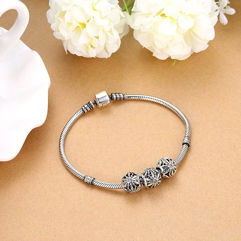 Wholesale Antique 925 Sterling Silver DIY Bracelet CZ Bead TGSLBD139 4