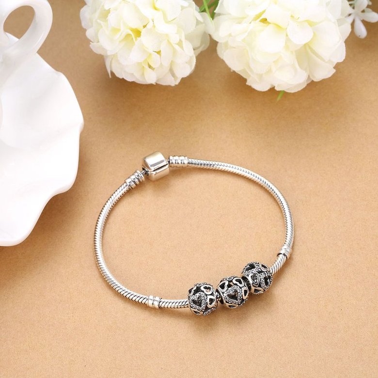 Wholesale Antique 925 Sterling Silver DIY Bracelet CZ Bead TGSLBD142 4