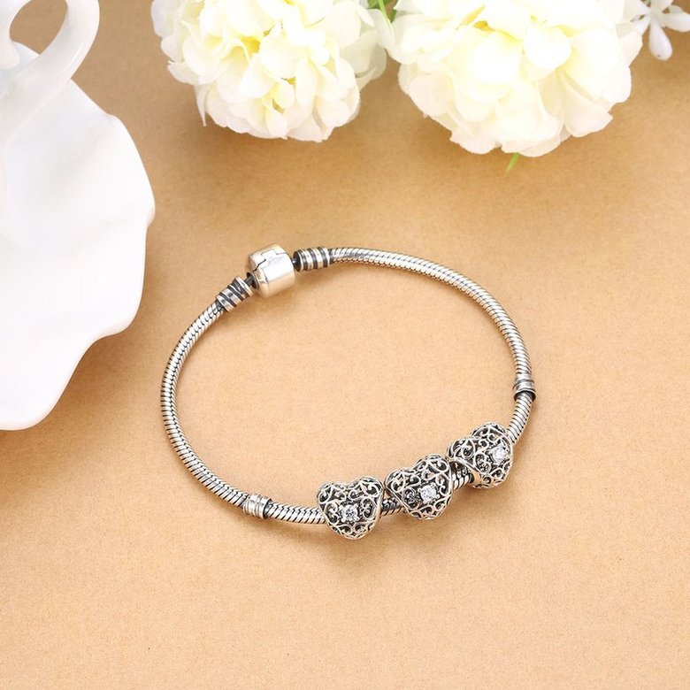 Wholesale Antique 925 Sterling Silver DIY Bracelet CZ Bead TGSLBD145 4