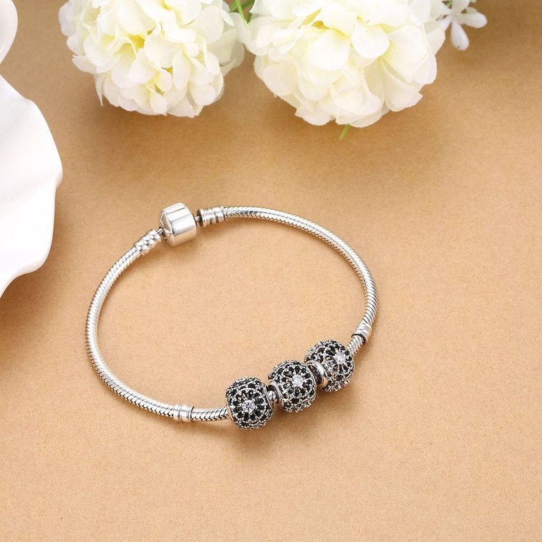 Wholesale Antique 925 Sterling Silver DIY Bracelet CZ Bead TGSLBD146 4