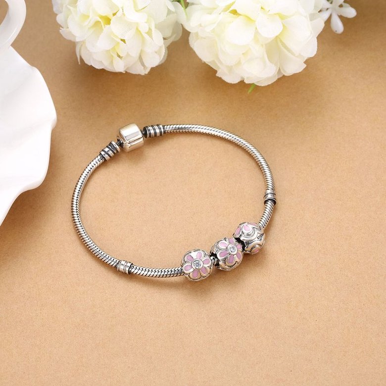 Wholesale Antique 925 Sterling Silver DIY Bracelet CZ Bead TGSLBD006 4