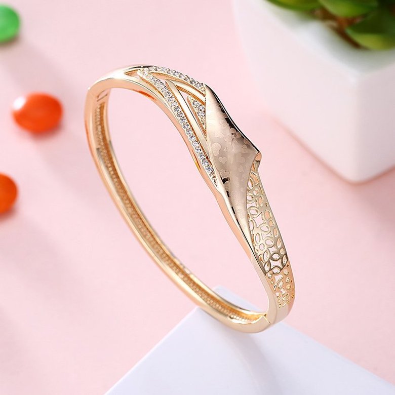 Wholesale Trendy Champagne Gold Hollow out CZ Bangle TGGPBL054 1