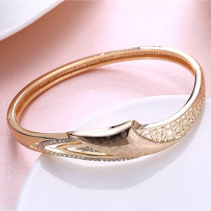 Wholesale Trendy Champagne Gold Hollow out CZ Bangle TGGPBL054 2