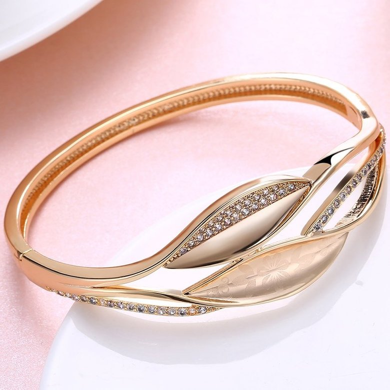 Wholesale Champagne Gold Fashion CZ Bangle TGGPBL056 2