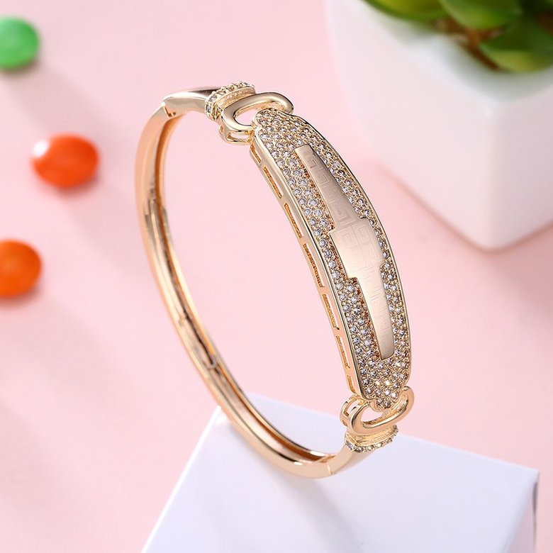 Wholesale Cross Champagne Gold Fashion CZ Bangle TGGPBL060 1