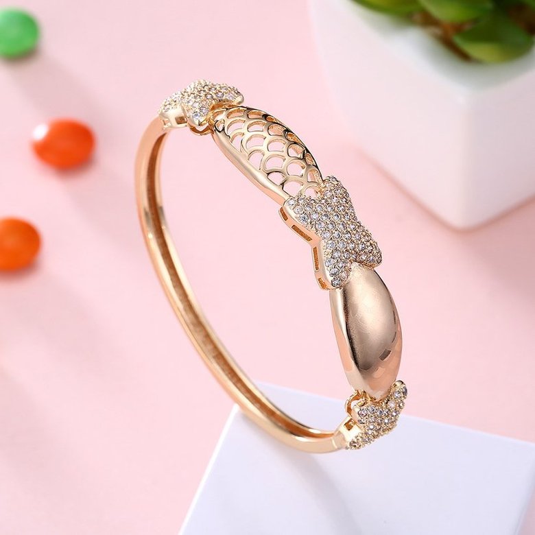 Wholesale Trendy Champagne Gold bowknot CZ Bangle TGGPBL062 1