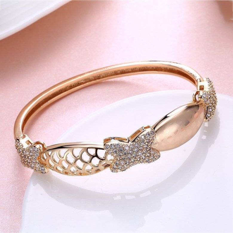 Wholesale Trendy Champagne Gold bowknot CZ Bangle TGGPBL062 2