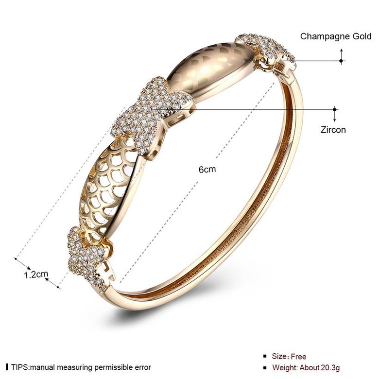 Wholesale Trendy Champagne Gold bowknot CZ Bangle TGGPBL062 3