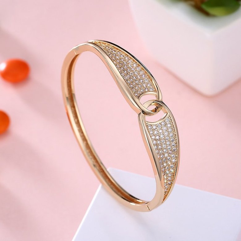 Wholesale Intersect Champagne Gold CZ Bangle TGGPBL074 1