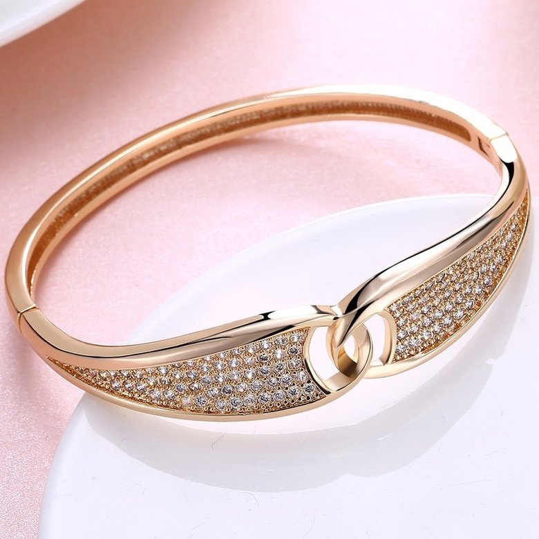 Wholesale Intersect Champagne Gold CZ Bangle TGGPBL074 2