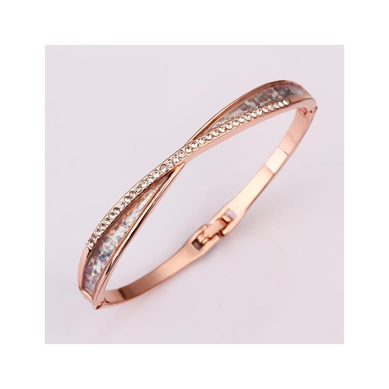 Wholesale Romantic Rose Gold Round Rhinestone Bangle&Cuff TGGPBL081 1