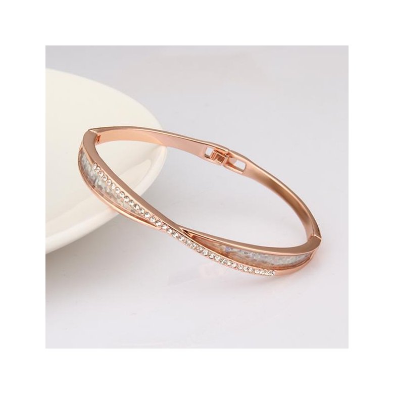 Wholesale Romantic Rose Gold Round Rhinestone Bangle&Cuff TGGPBL081 2