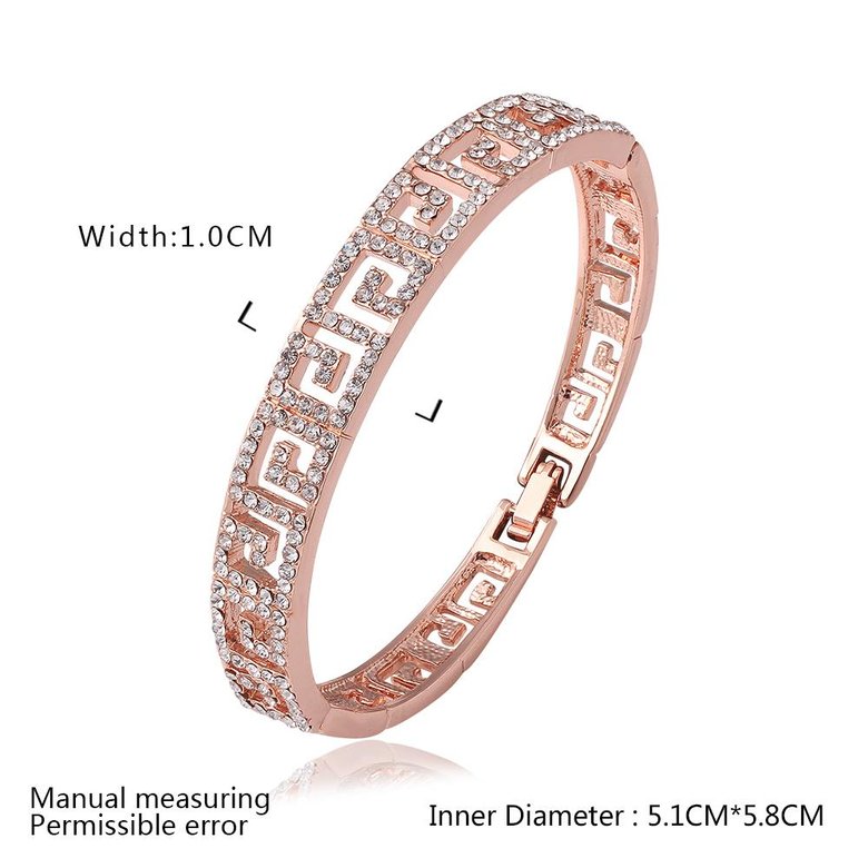 Wholesale Trendy Rose Gold Round Rhinestone Bangle&Cuff TGGPBL098 0