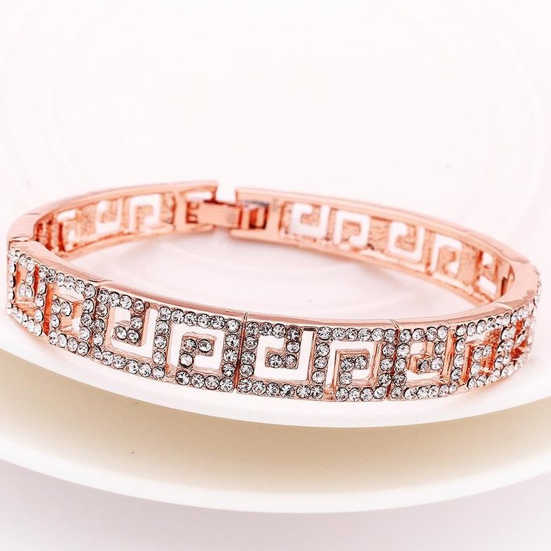 Wholesale Trendy Rose Gold Round Rhinestone Bangle&Cuff TGGPBL098 1