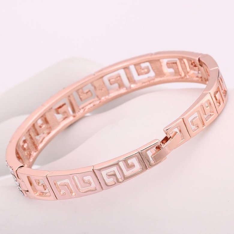 Wholesale Trendy Rose Gold Round Rhinestone Bangle&Cuff TGGPBL098 2