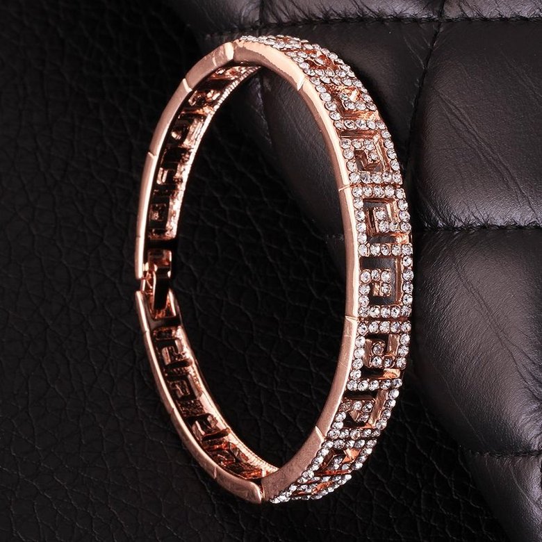 Wholesale Trendy Rose Gold Round Rhinestone Bangle&Cuff TGGPBL098 3