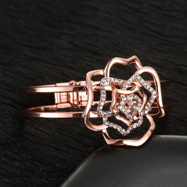 Wholesale Classic Rose Gold Plant Rhinestone Bangle&Cuff TGGPBL025 2