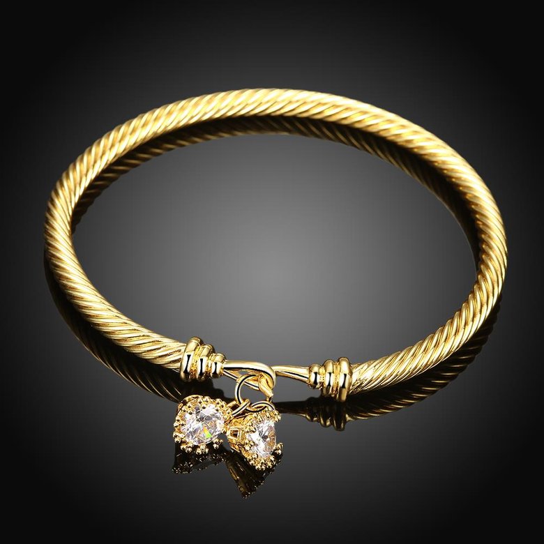 Wholesale Romantic 24K Gold Round CZ Bangle&Cuff TGGPBL035 0