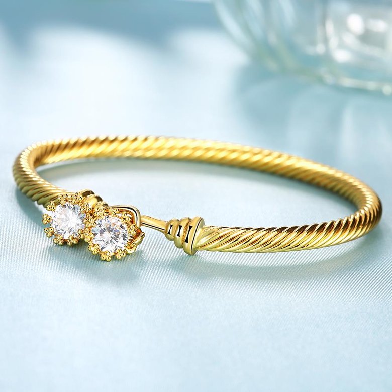 Wholesale Romantic 24K Gold Round CZ Bangle&Cuff TGGPBL035 2