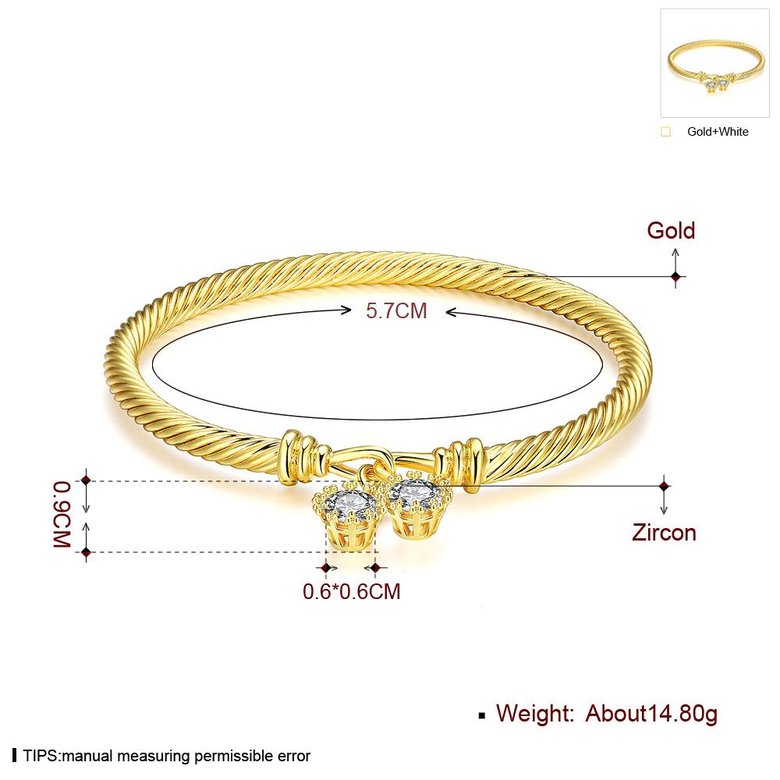 Wholesale Romantic 24K Gold Round CZ Bangle&Cuff TGGPBL035 4