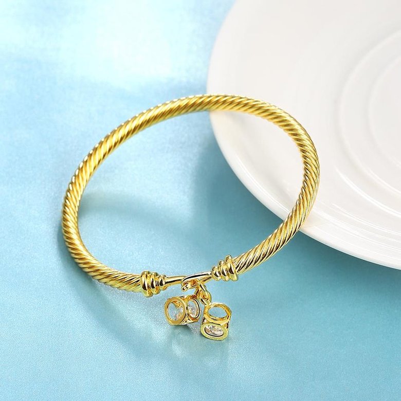 Wholesale Trendy 24K Gold Round CZ Bangle&Cuff TGGPBL037 0