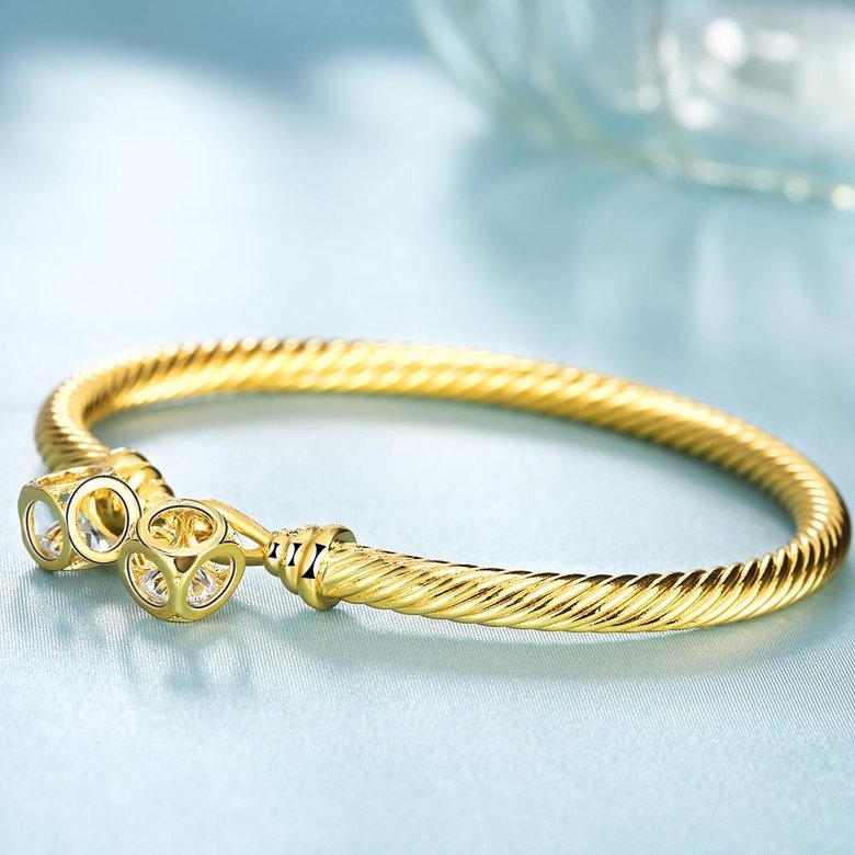 Wholesale Trendy 24K Gold Round CZ Bangle&Cuff TGGPBL037 1