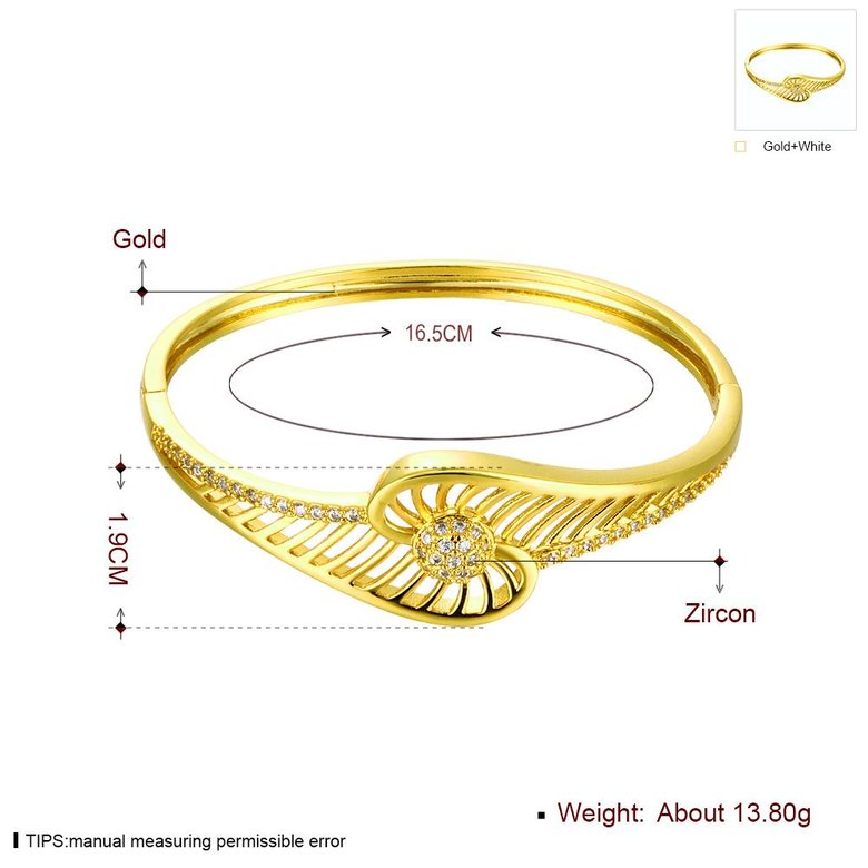 Wholesale Romantic 24K Gold Round CZ Bangle&Cuff TGGPBL039 0