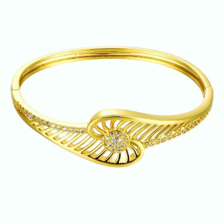 Wholesale Romantic 24K Gold Round CZ Bangle&Cuff TGGPBL039 4