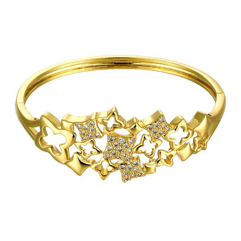 Wholesale Classic 24K Gold Round CZ Bangle&Cuff TGGPBL013 3