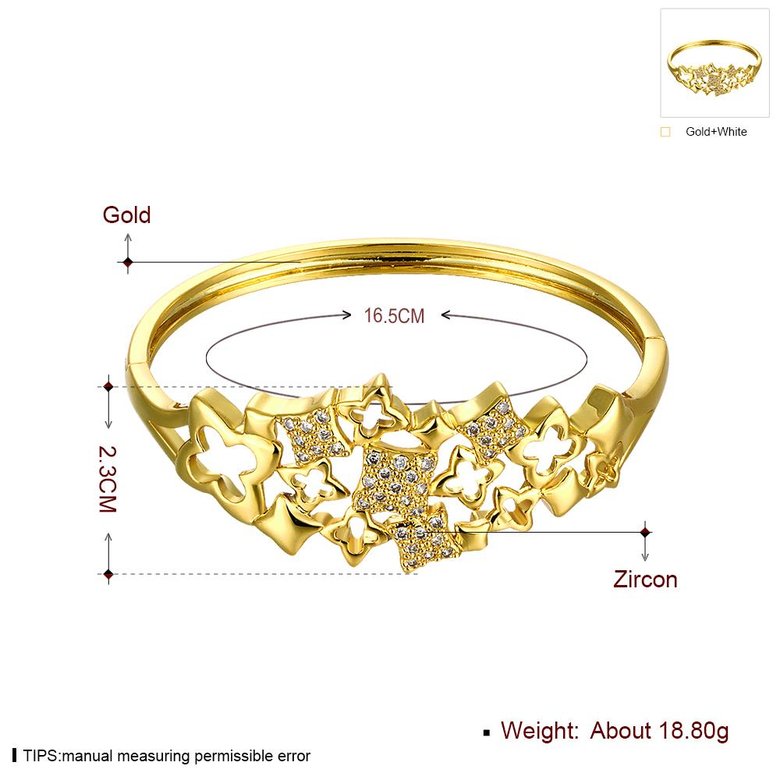 Wholesale Classic 24K Gold Round CZ Bangle&Cuff TGGPBL013 4