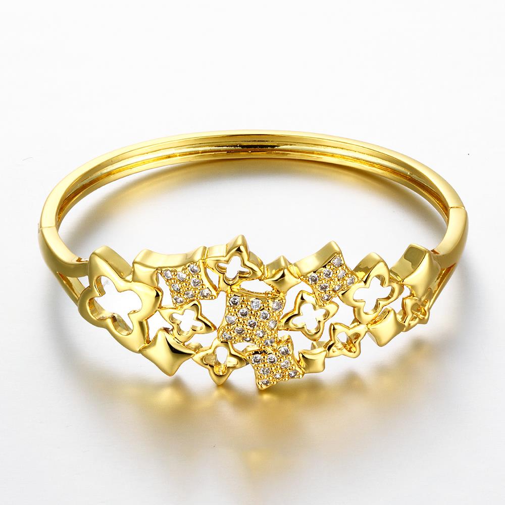 Wholesale Classic 24K Gold Round CZ Bangle&Cuff TGGPBL013 5