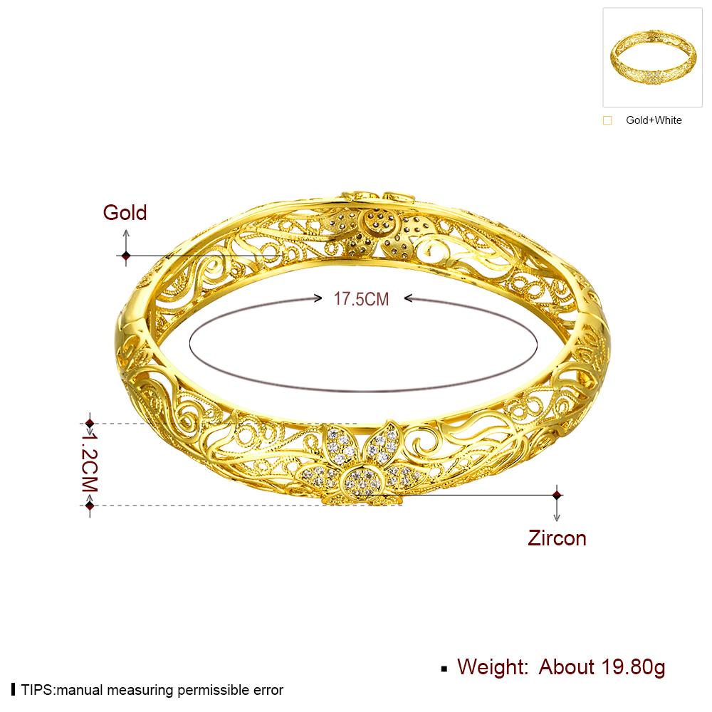 Wholesale Romantic 24K Gold Plant CZ Bangle&Cuff TGGPBL018 2