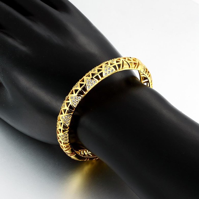 Wholesale Classic 24K Gold Round CZ Bangle&Cuff TGGPBL019 1