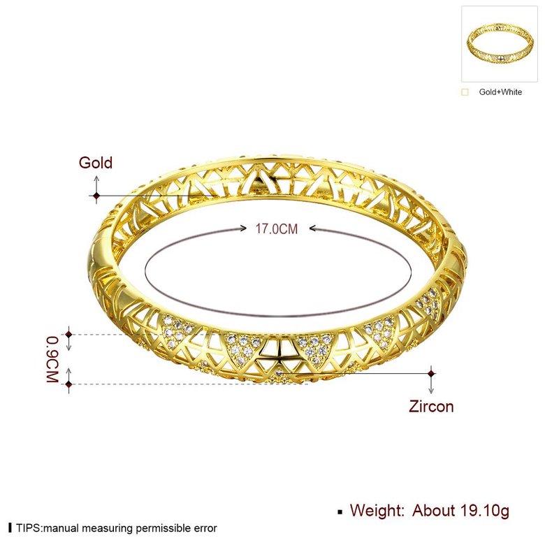 Wholesale Classic 24K Gold Round CZ Bangle&Cuff TGGPBL019 3