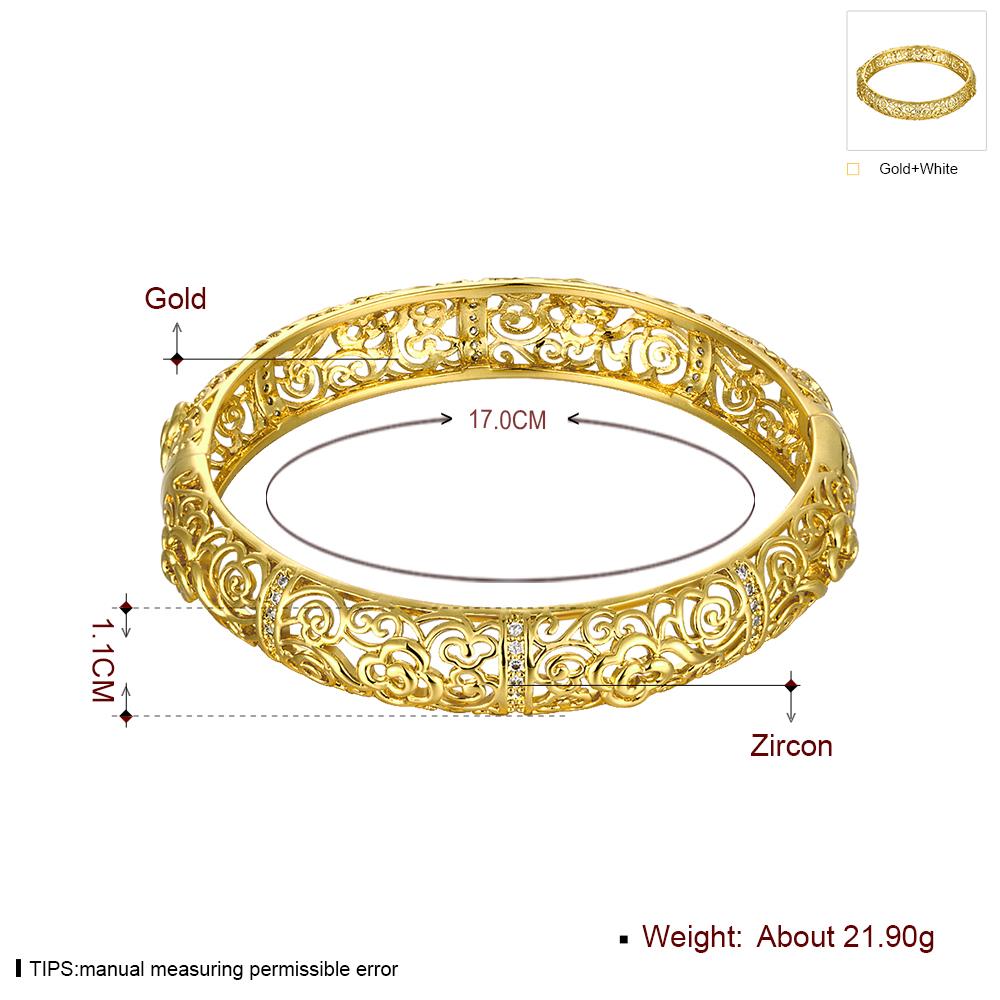 Wholesale Romantic 24K Gold Plant CZ Bangle&Cuff TGGPBL020 0