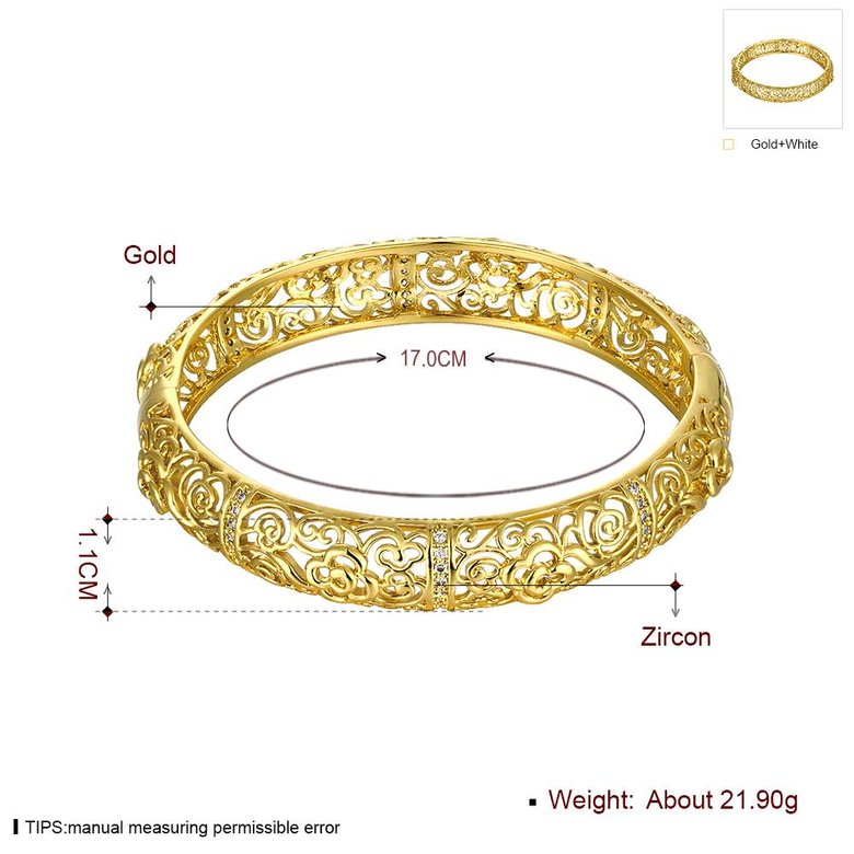 Wholesale Romantic 24K Gold Plant CZ Bangle&Cuff TGGPBL020 0