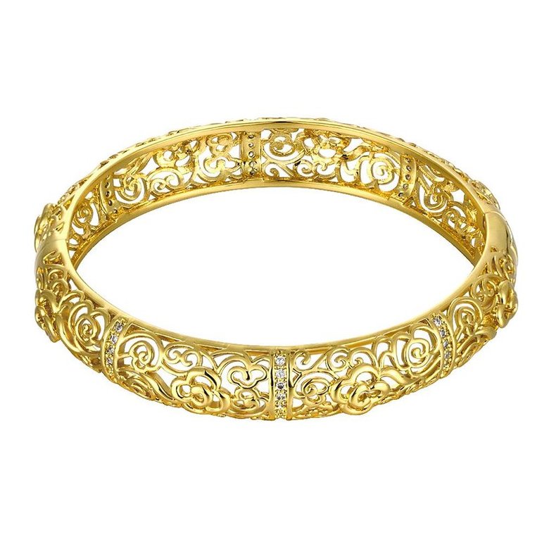 Wholesale Romantic 24K Gold Plant CZ Bangle&Cuff TGGPBL020 3