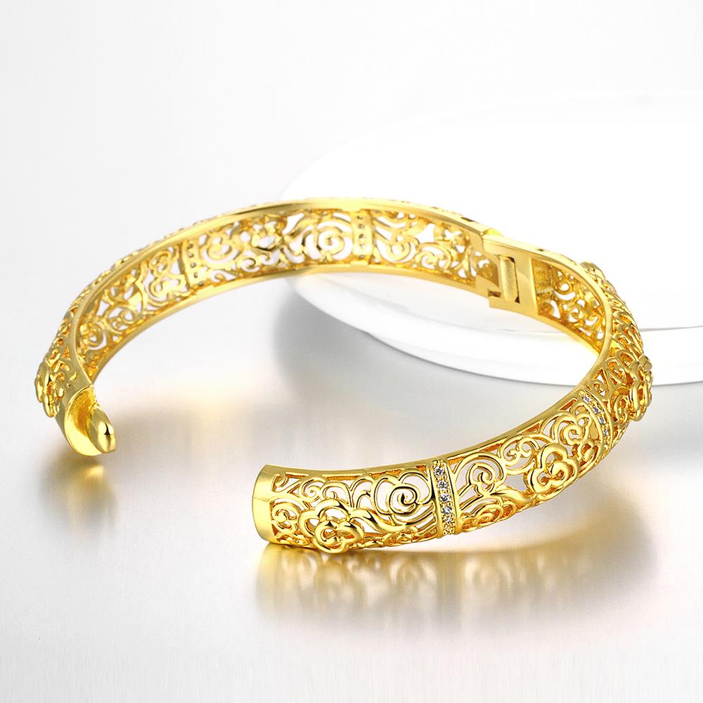 Wholesale Romantic 24K Gold Plant CZ Bangle&Cuff TGGPBL020 5