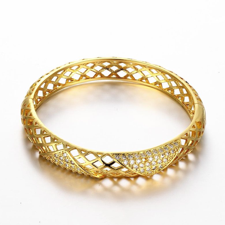 Wholesale Classic 24K Gold Round CZ Bangle&Cuff TGGPBL041 0