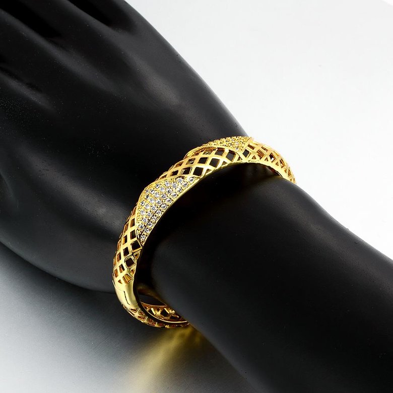 Wholesale Classic 24K Gold Round CZ Bangle&Cuff TGGPBL041 2