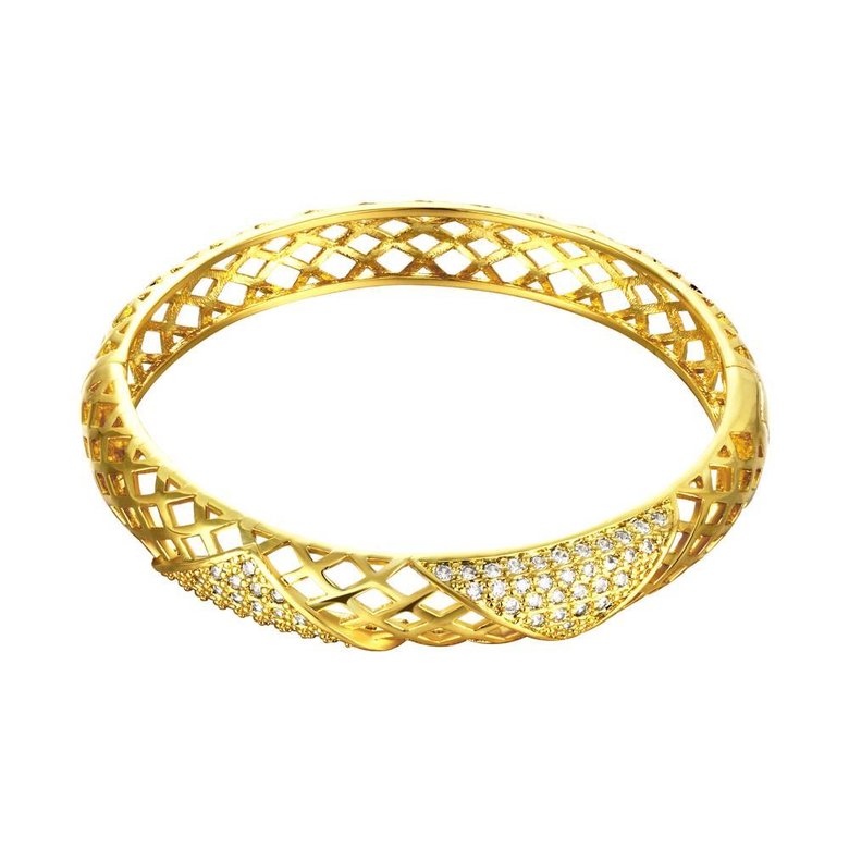 Wholesale Classic 24K Gold Round CZ Bangle&Cuff TGGPBL041 4