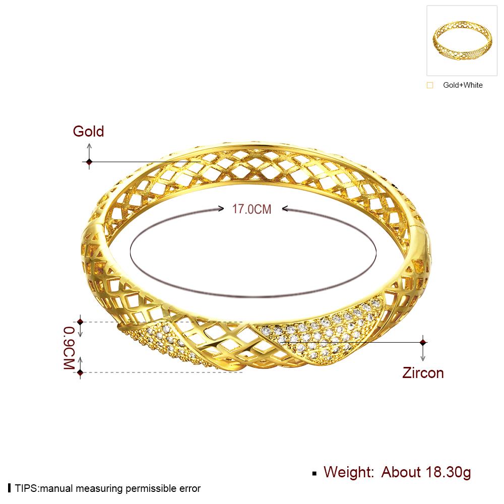 Wholesale Classic 24K Gold Round CZ Bangle&Cuff TGGPBL041 5