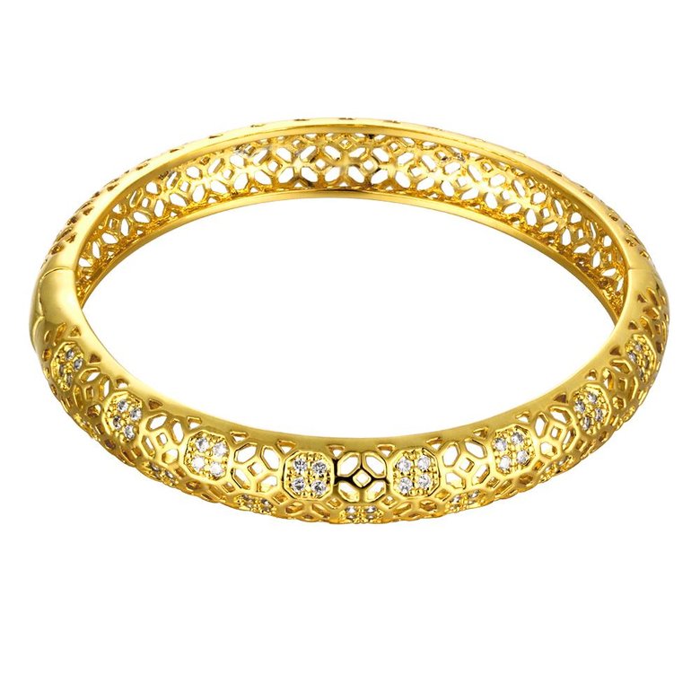 Wholesale Romantic 24K Gold Round CZ Bangle&Cuff TGGPBL023 0