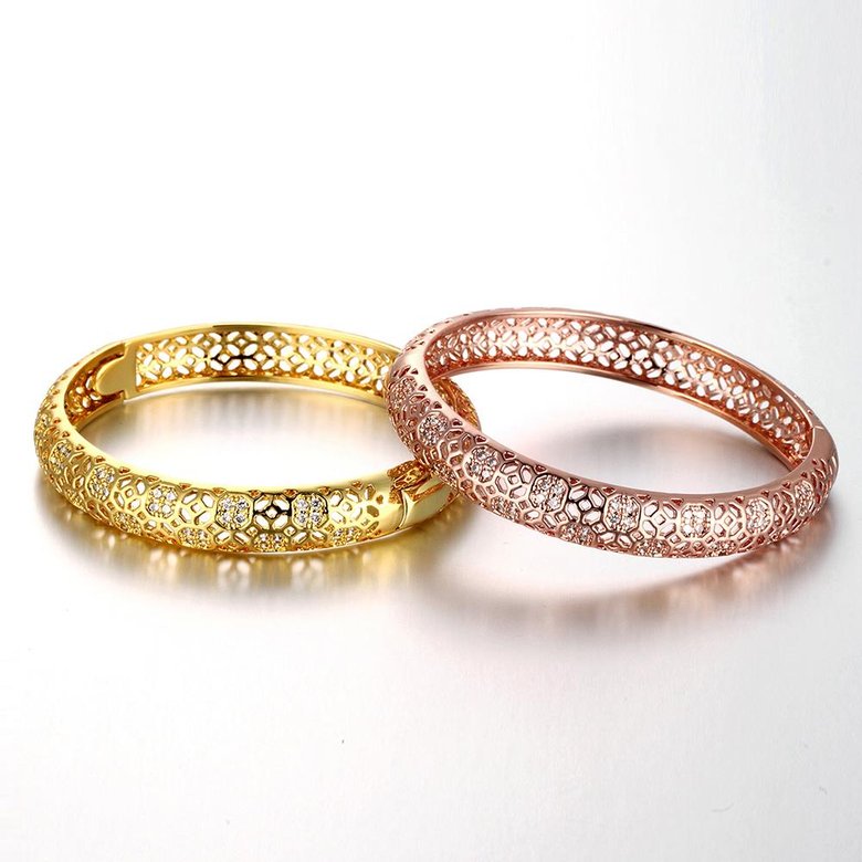 Wholesale Romantic 24K Gold Round CZ Bangle&Cuff TGGPBL023 1