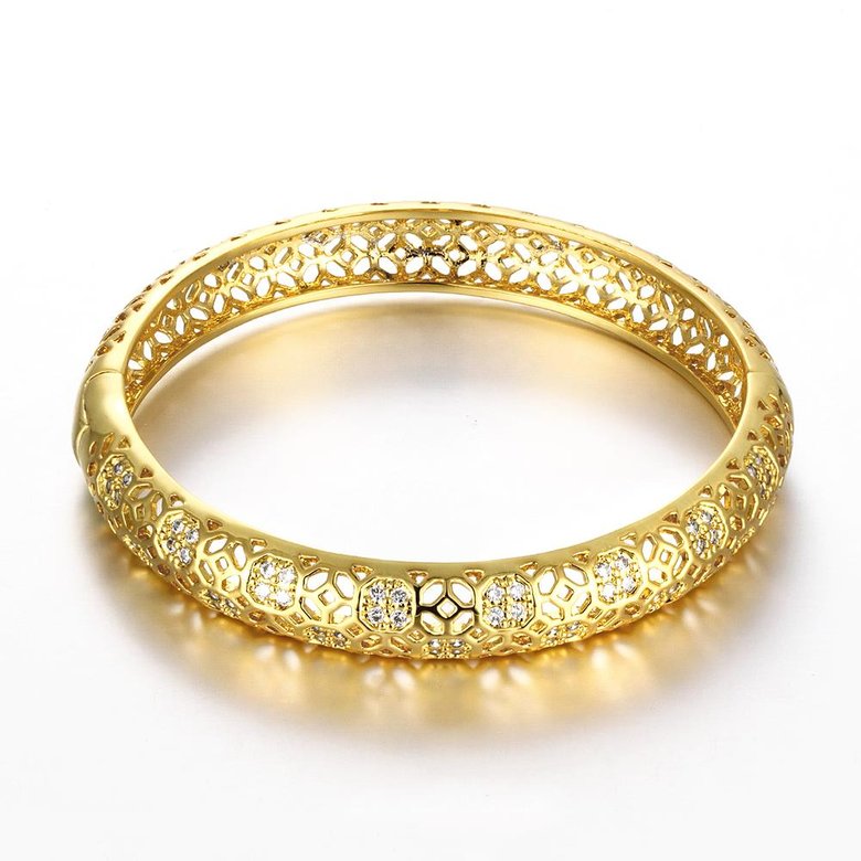 Wholesale Romantic 24K Gold Round CZ Bangle&Cuff TGGPBL023 2