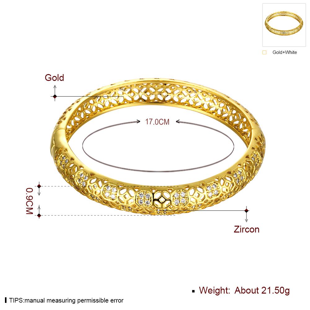 Wholesale Romantic 24K Gold Round CZ Bangle&Cuff TGGPBL023 3