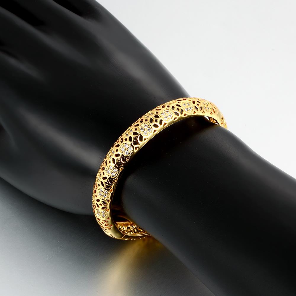 Wholesale Romantic 24K Gold Round CZ Bangle&Cuff TGGPBL023 5