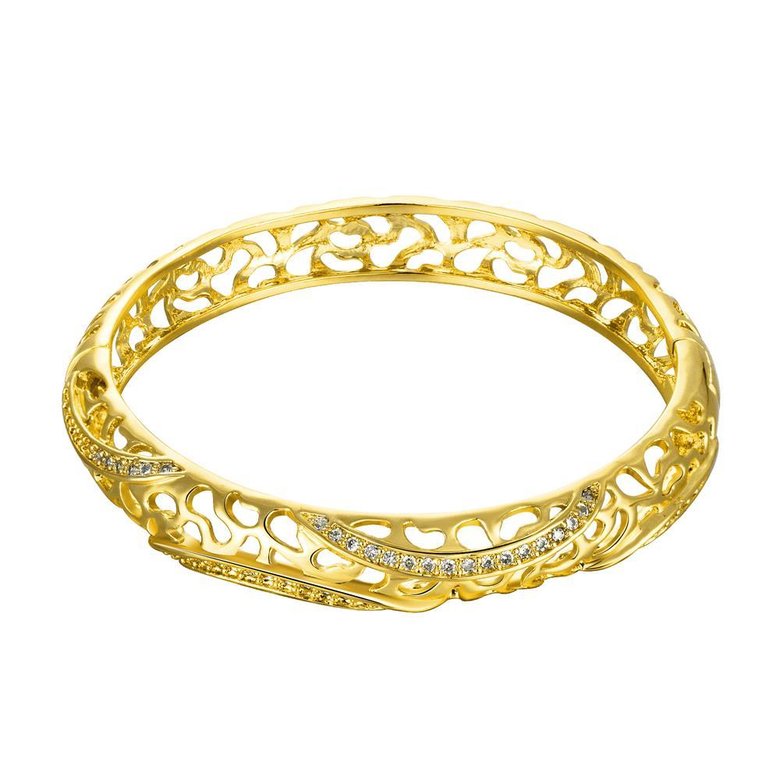 Wholesale Romantic 24K Gold Round CZ Bangle&Cuff TGGPBL042 0