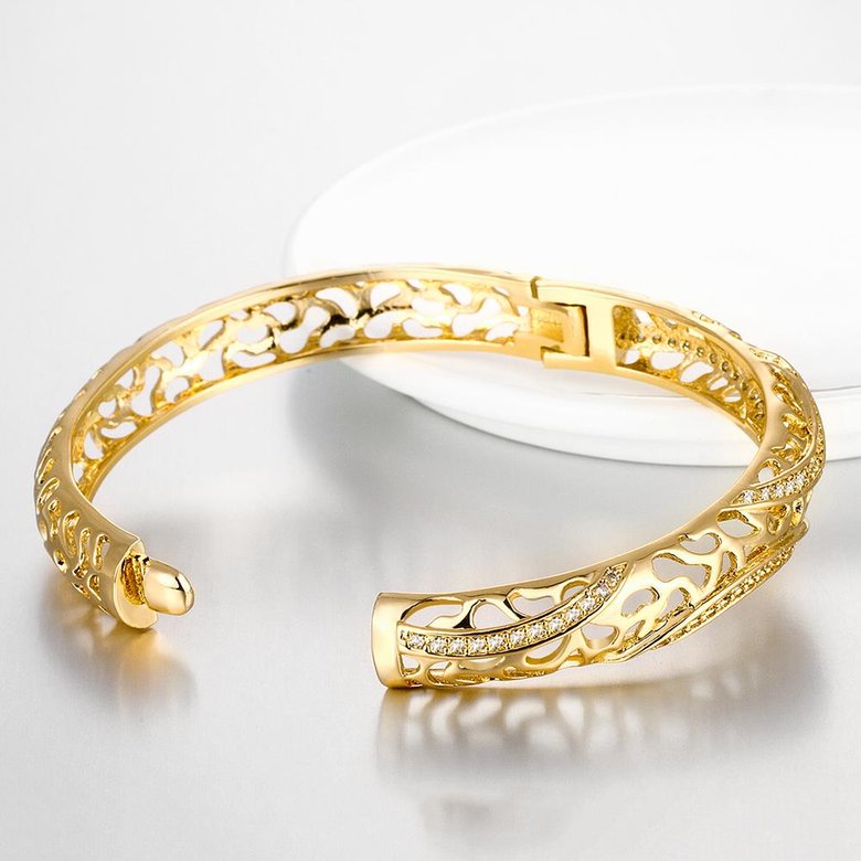 Wholesale Romantic 24K Gold Round CZ Bangle&Cuff TGGPBL042 2