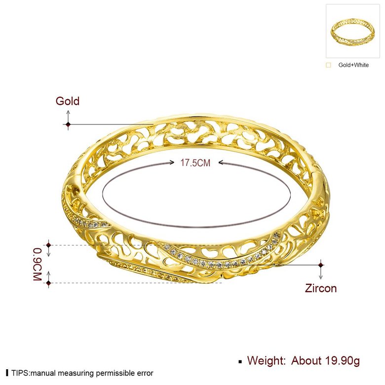 Wholesale Romantic 24K Gold Round CZ Bangle&Cuff TGGPBL042 4